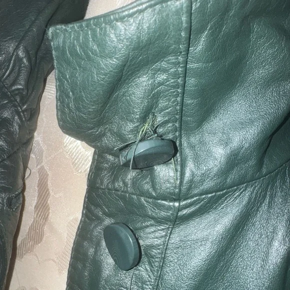 Vintage PELLE New York Milano Green Leather Women’s Coat Jacket-Size Medium - Picture 12 of 15